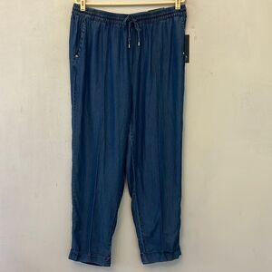 Jones New York denim elastic tie waistband ankle jeans Size M New